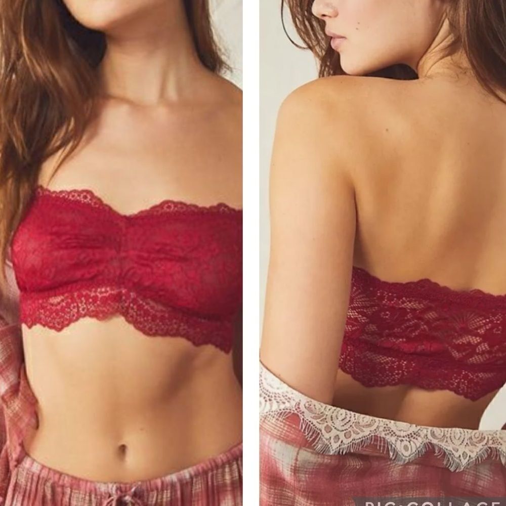 NWT Free People Lacey Looks Bandeau Bra in Burgundy Size: S